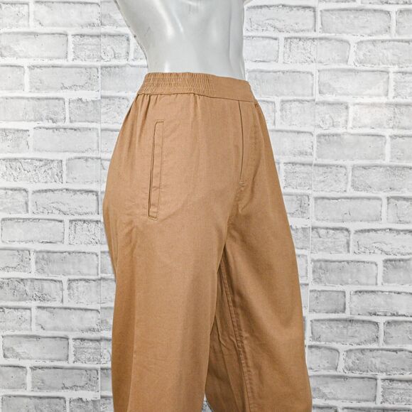 Aiayu Women's Elastic Wasit Crop Pants in Beige Cotton size XS - Picture 10 of 11